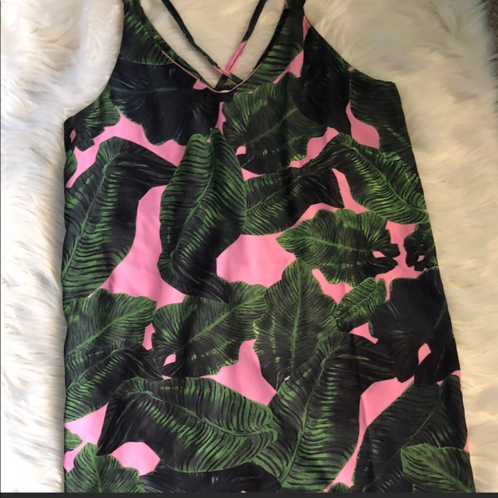 Goodnight Macaroon green palm leaf slip dress NWT